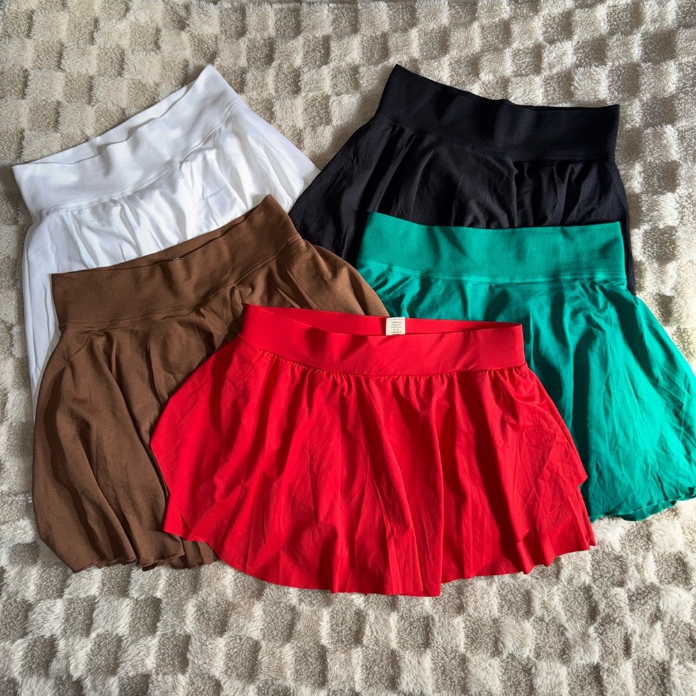 OQQ bundle Stylish Women's Skort Collection - Red, Black, Green, Brown, White